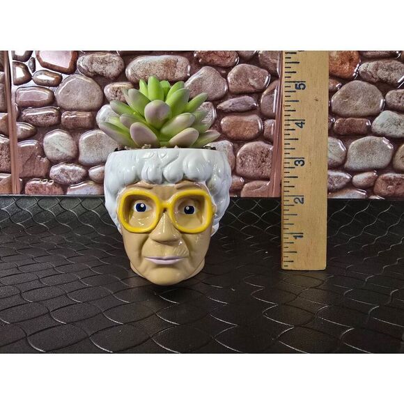 The Golden Girls Sophia Face Mini Ceramic Planter With Faux Succulent - Picture 2 of 7